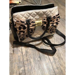 Betsey Johnson black ,white & cheetah bow purse